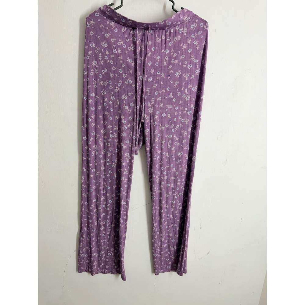Honeydew Intimates Purple Floral Ribbed Pajama Pants XL Sleepwear Lounge Bottoms